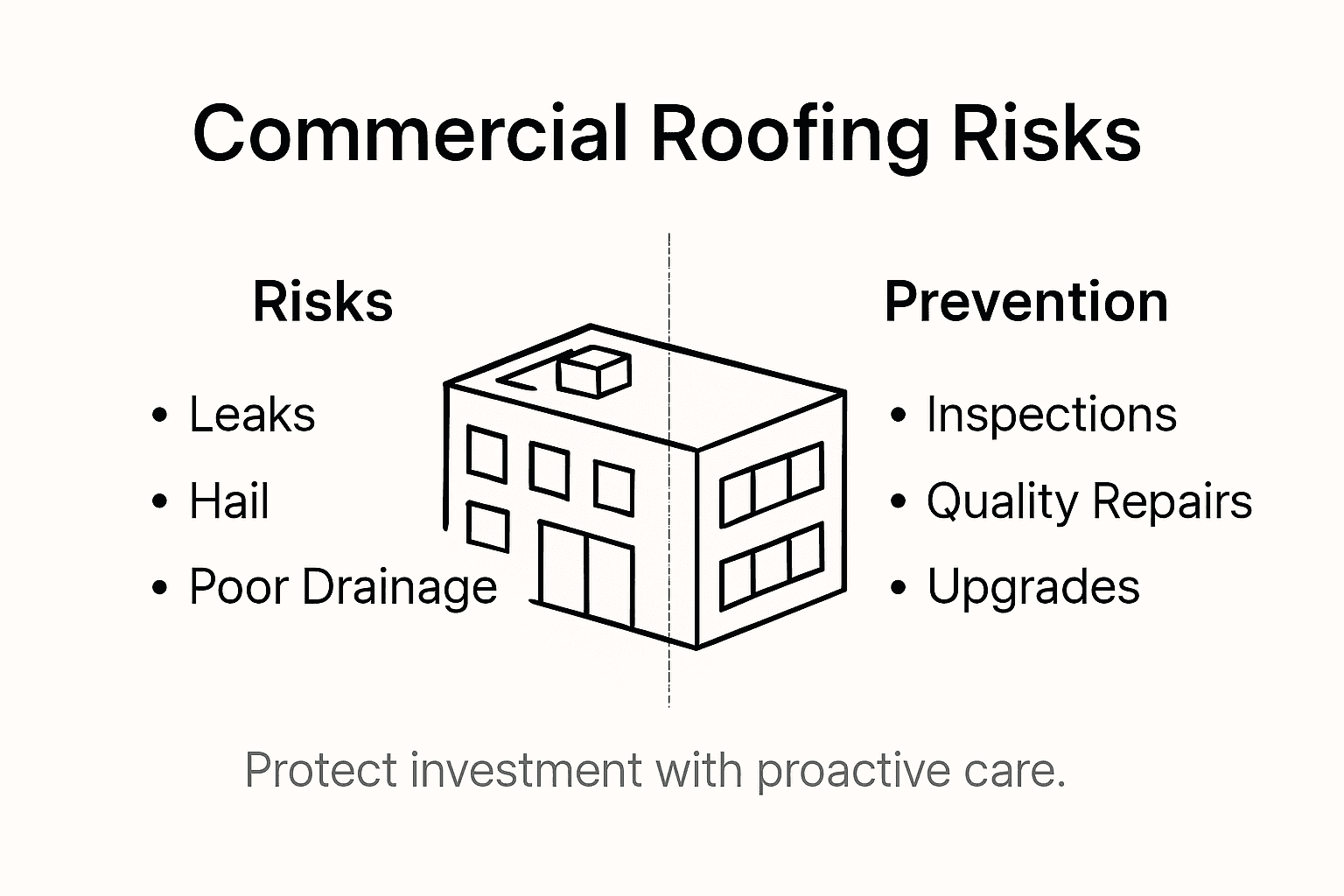 Infographic showing commercial roofing risks and prevention