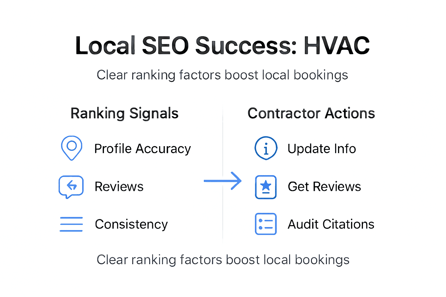 Infographic showing HVAC local SEO success factors