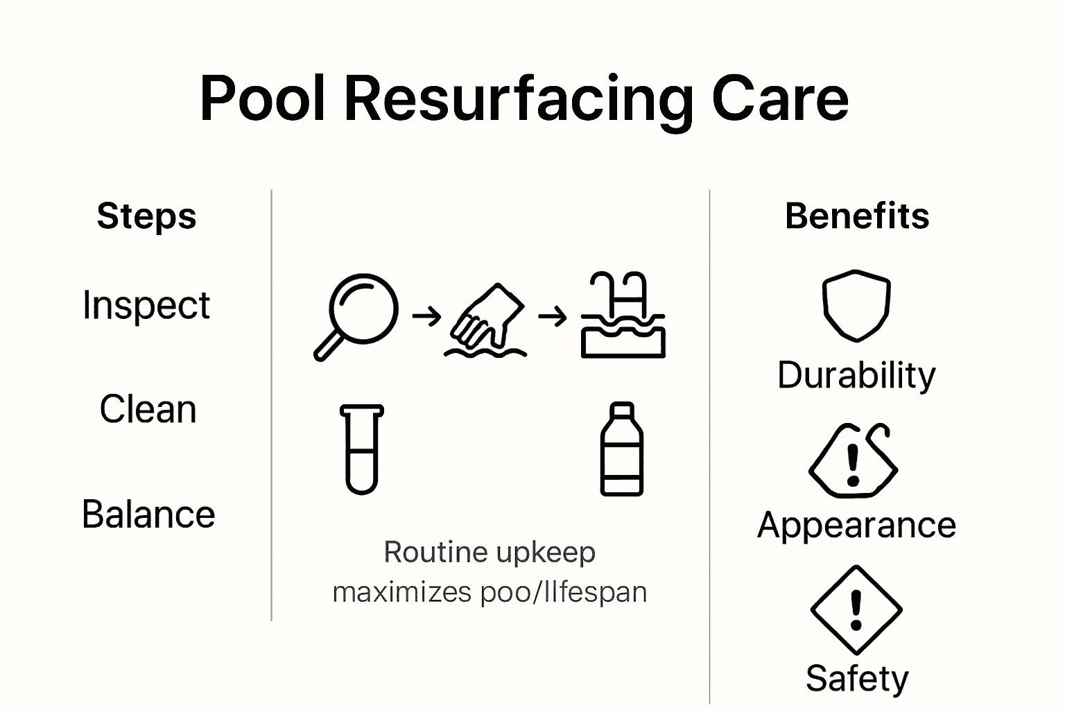 Infographic about pool resurfacing care and benefits