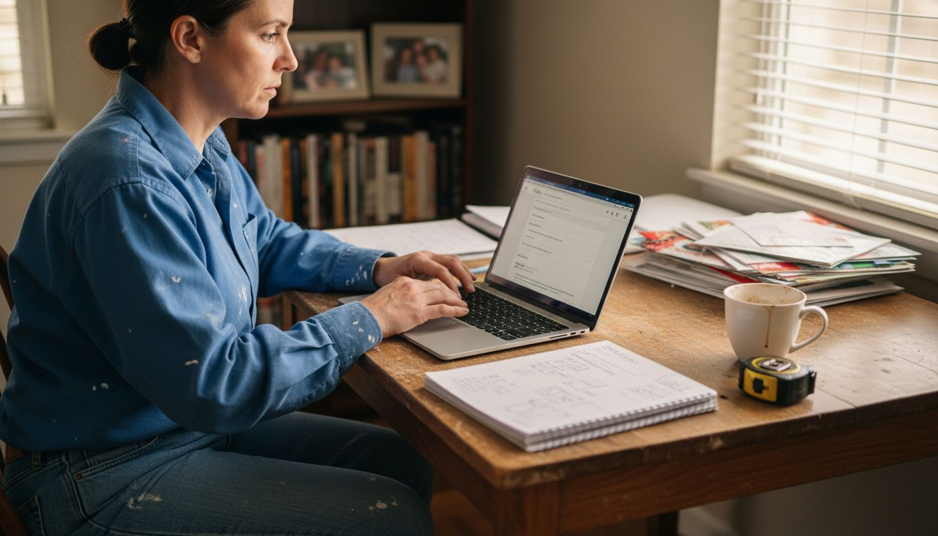 Contractor creating Google Ads account at home