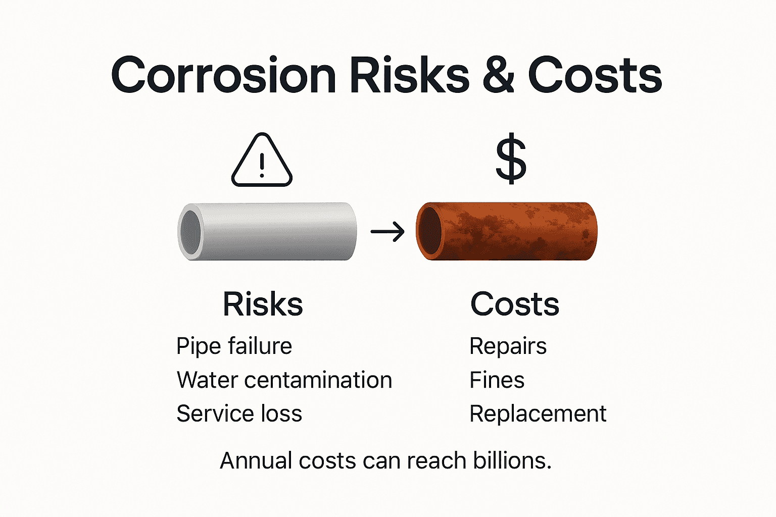 Infographic showing corrosion risks and costs