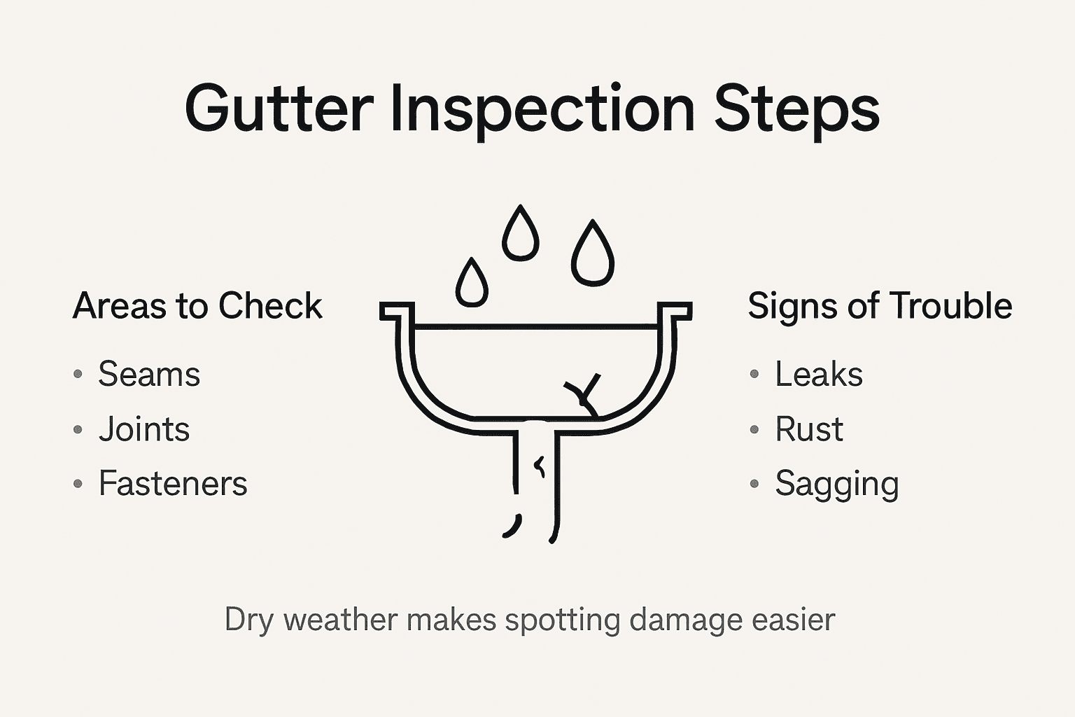 Infographic showing gutter inspection checklist