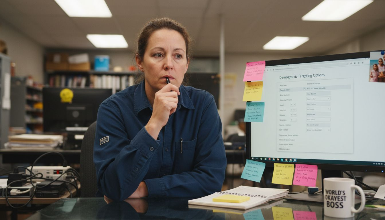 Contractor reviewing digital ad targeting options