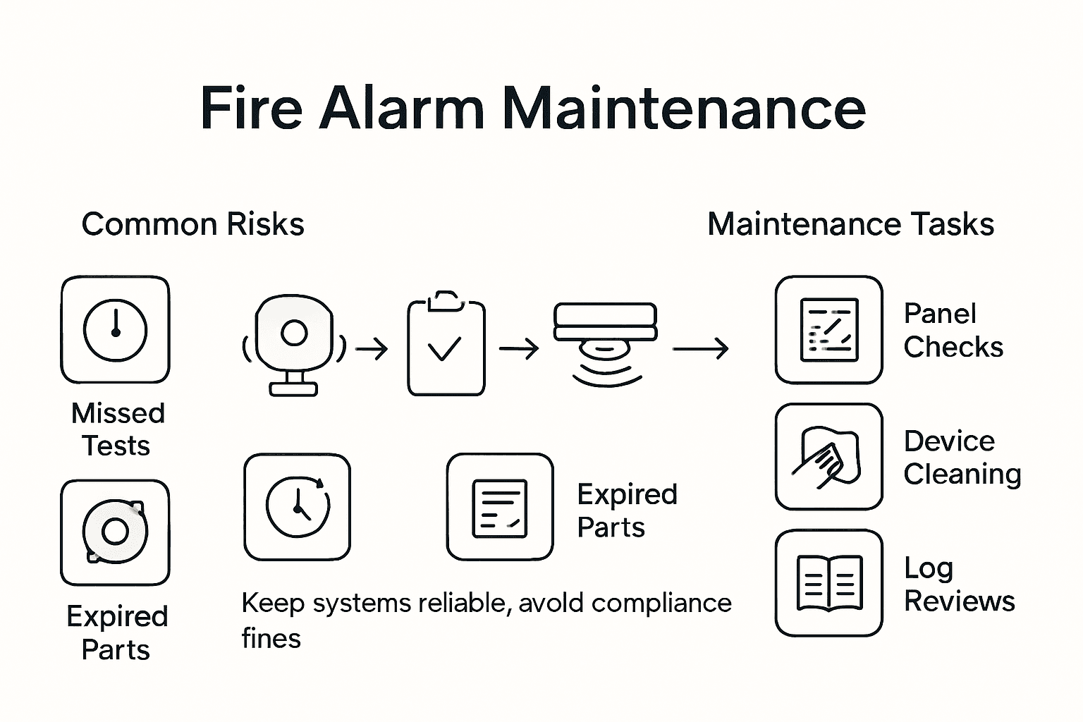 Infographic showing fire alarm maintenance overview