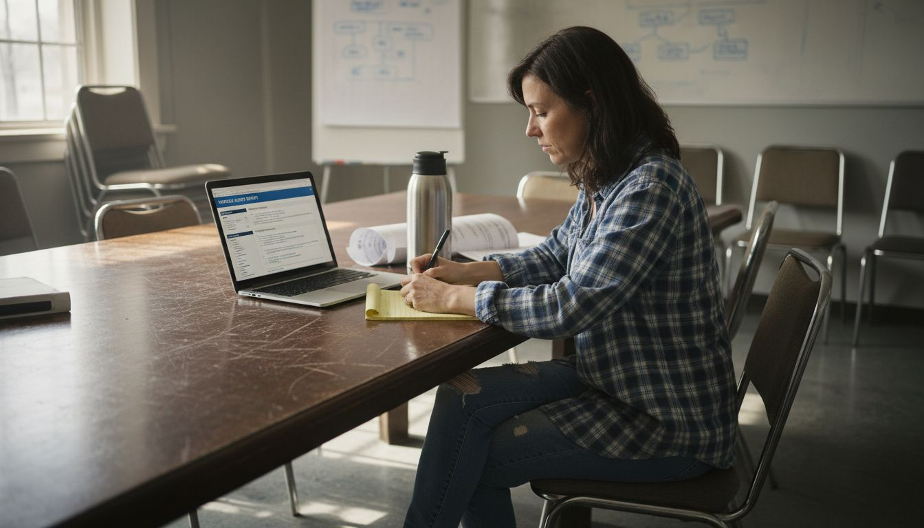 Roofing company employee conducting SEO audit