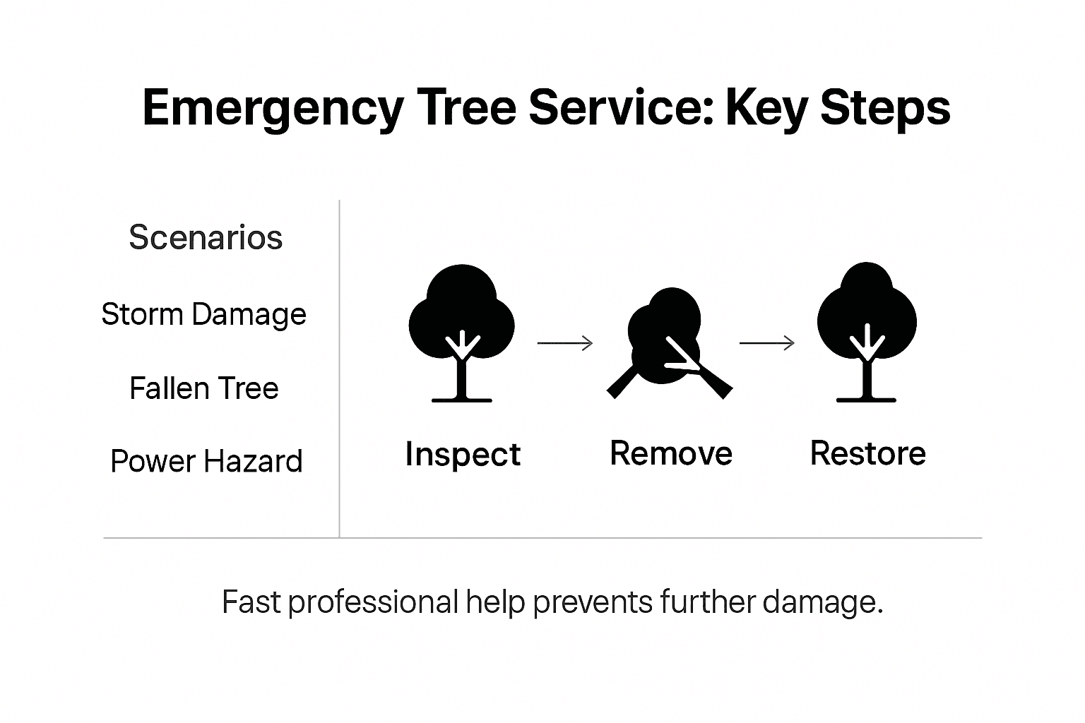 Role of Emergency Tree Services in Central Florida 2 Infographic showing emergency tree service steps