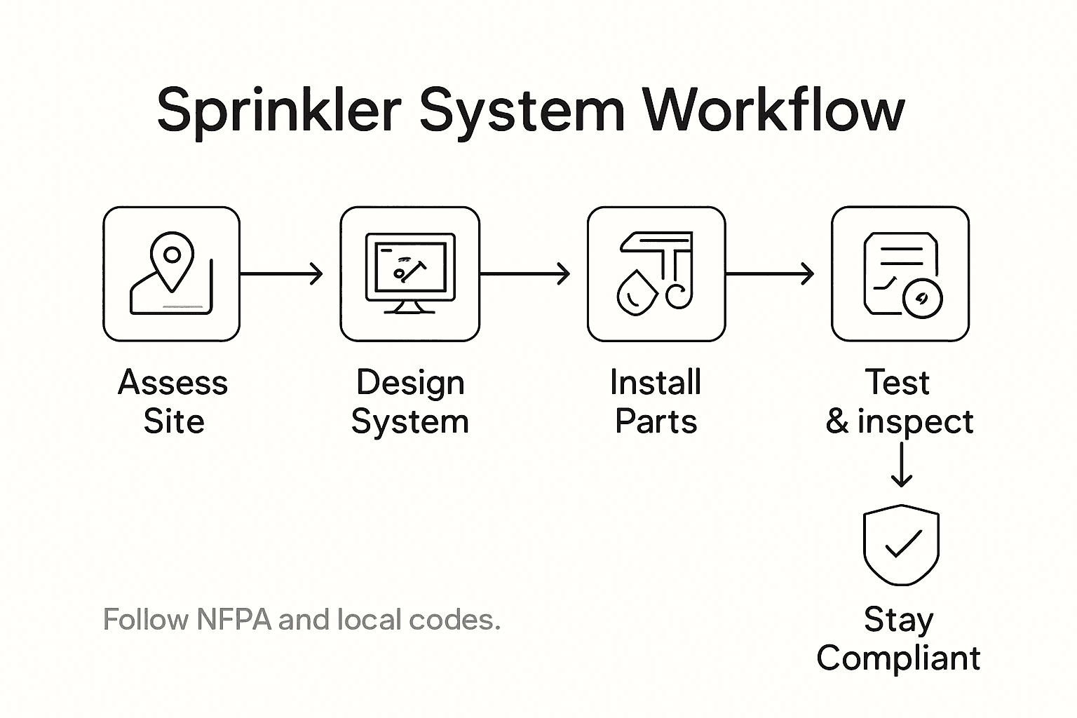 Infographic showing fire sprinkler workflow overview