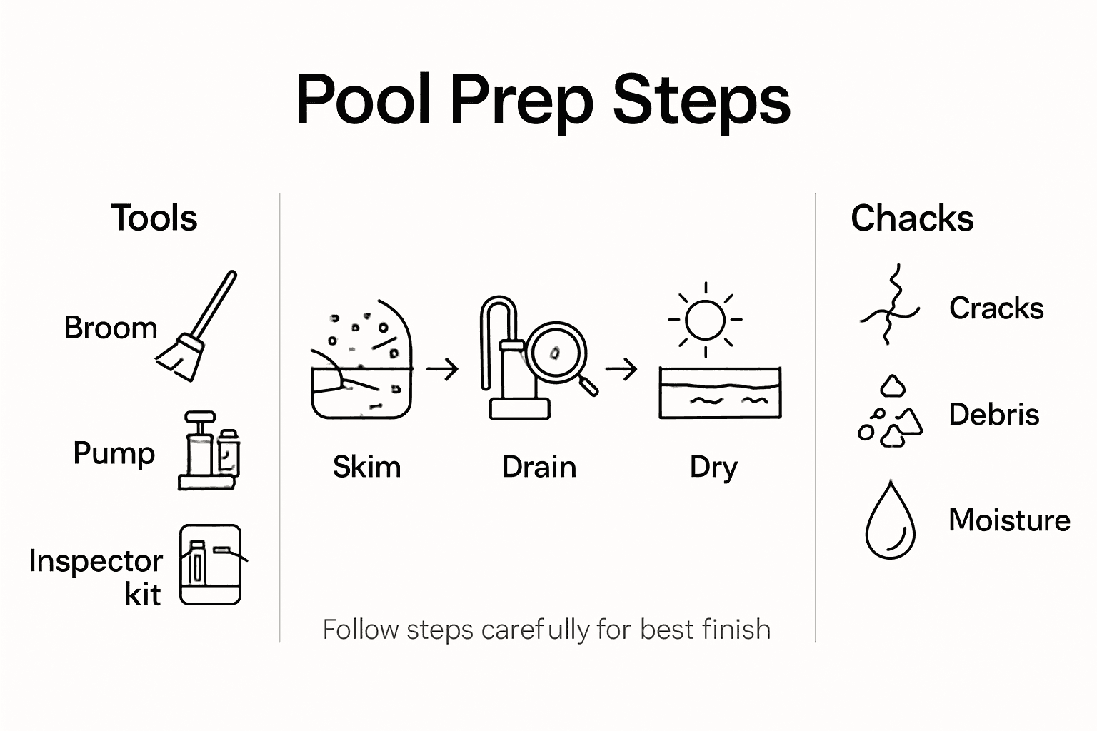 Infographic of pool prep process steps