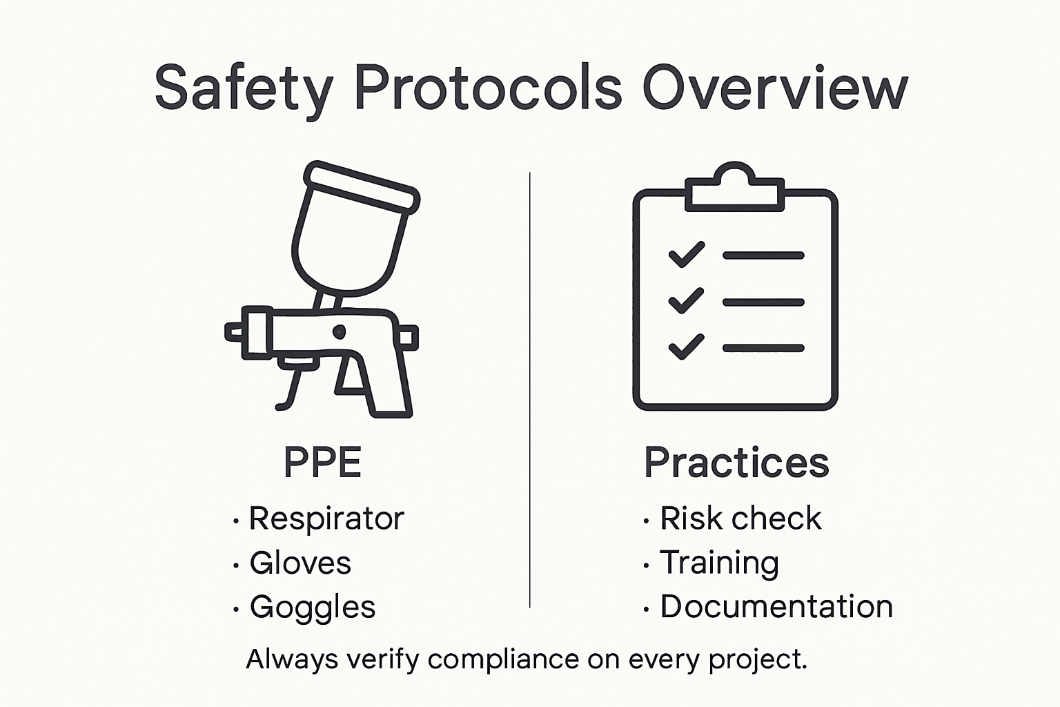 Infographic summarizing painting safety protocols