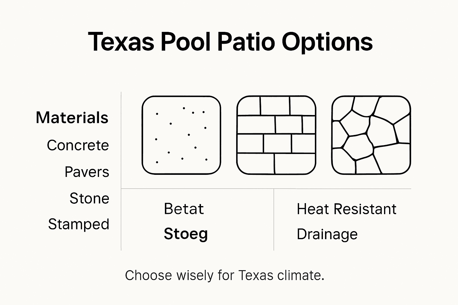 Infographic of Texas pool patio types and features