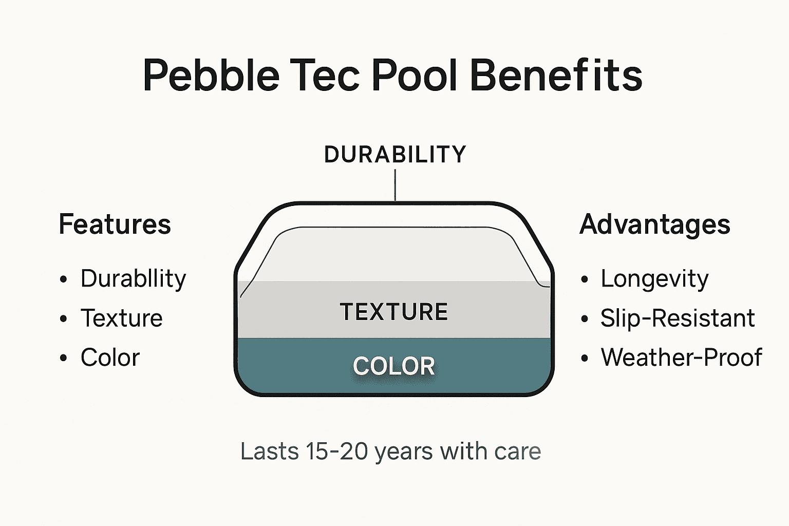 Infographic showing Pebble Tec pool benefits overview