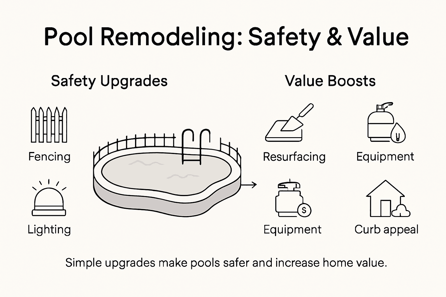 Infographic showing pool remodeling safety and value