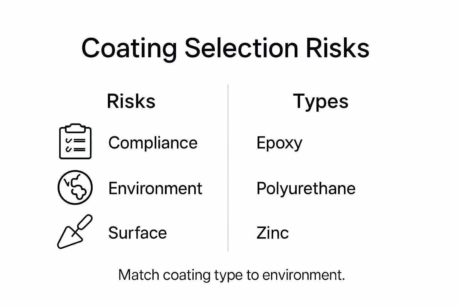 Infographic on coating selection risks and types