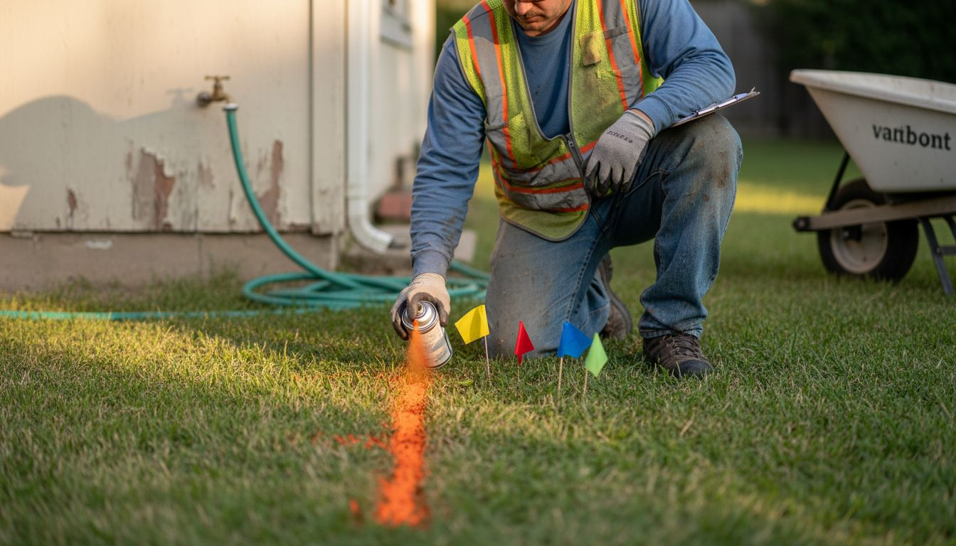 Worker marking utilities before pool dig