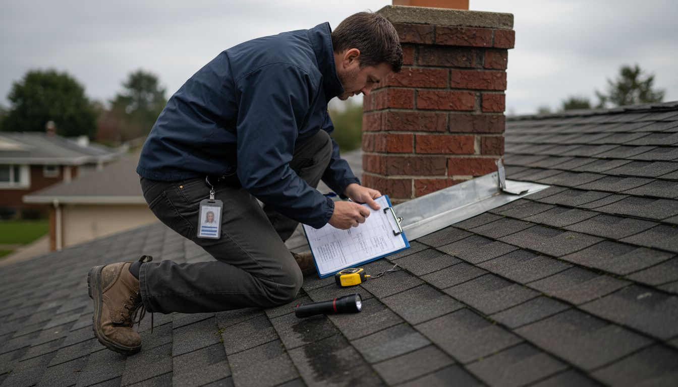 Inspector evaluating Houston residential roof