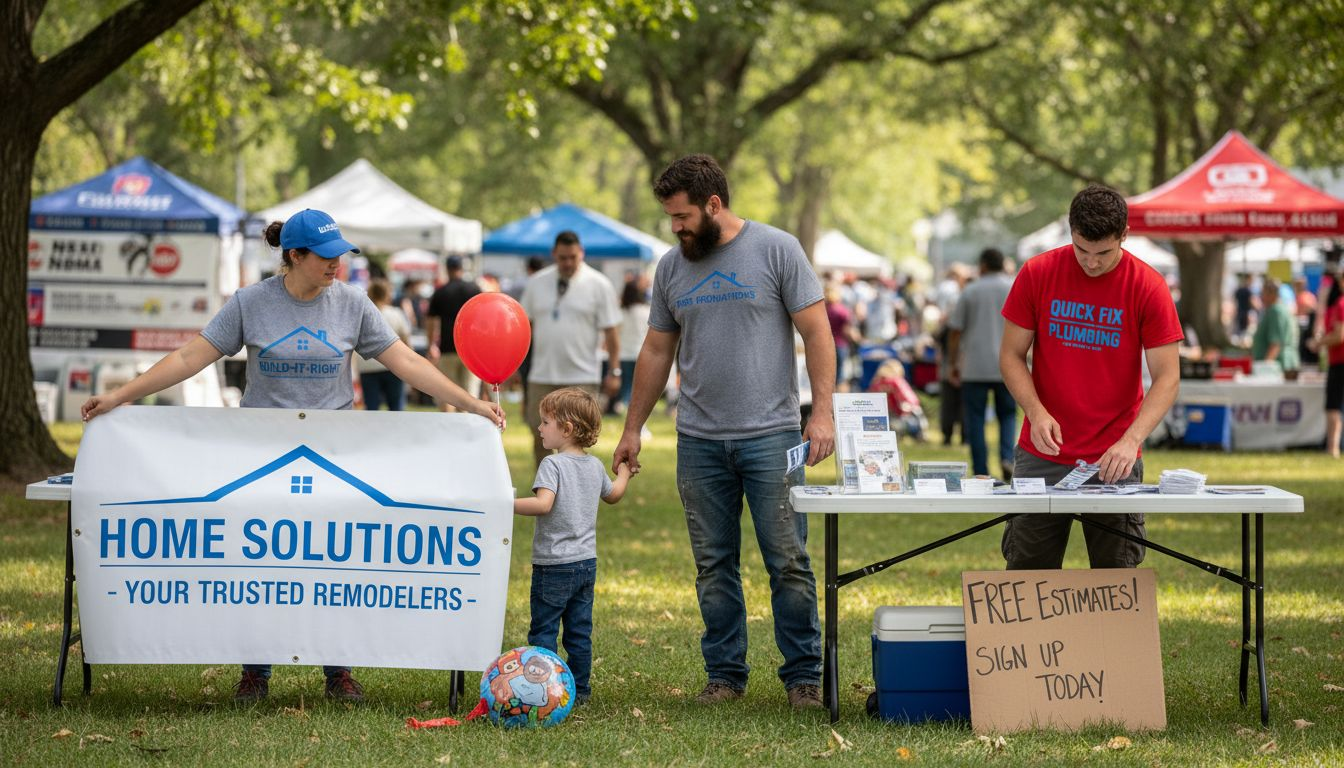 Contractors engaging community at local park fair