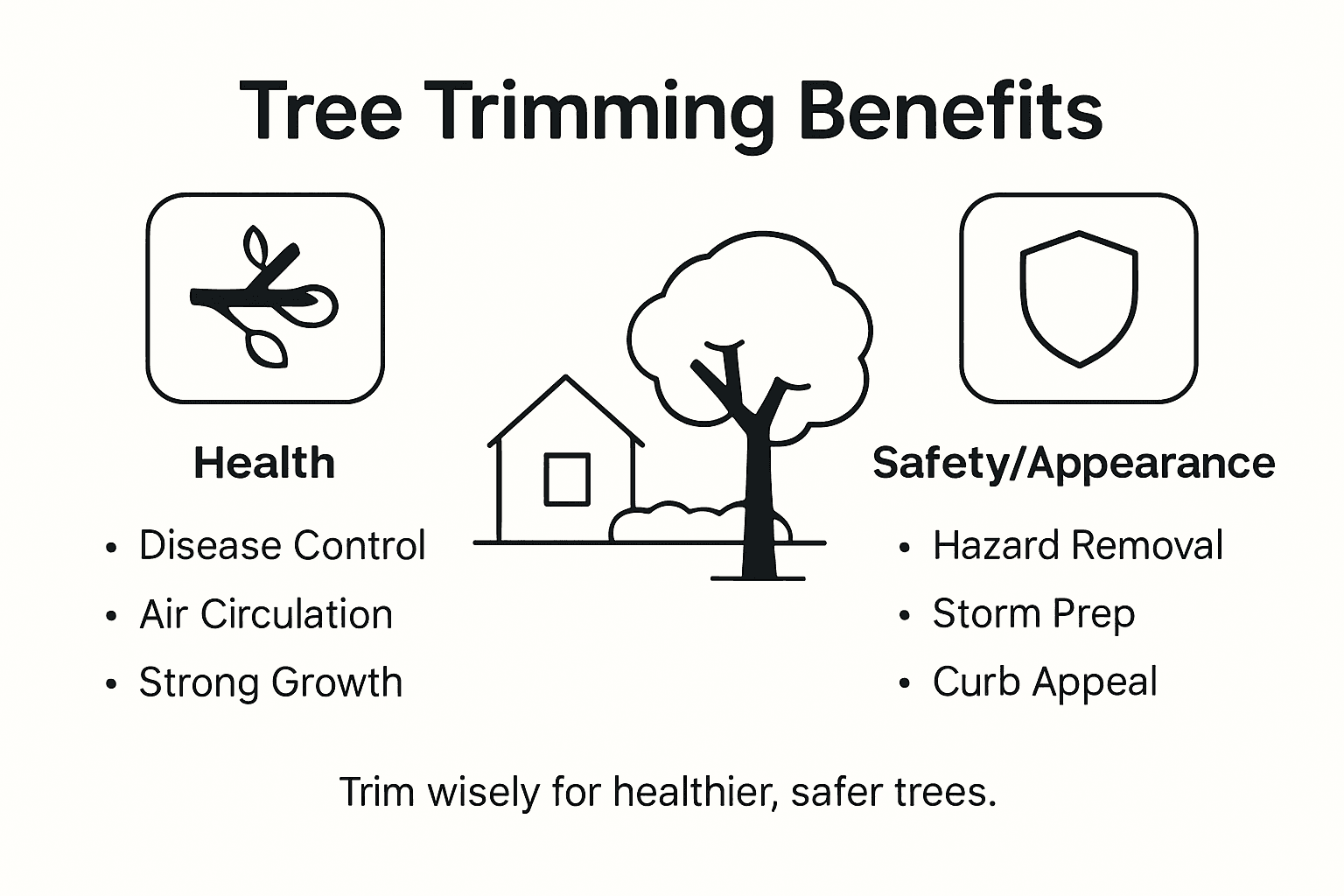 Infographic showing tree trimming health and safety
