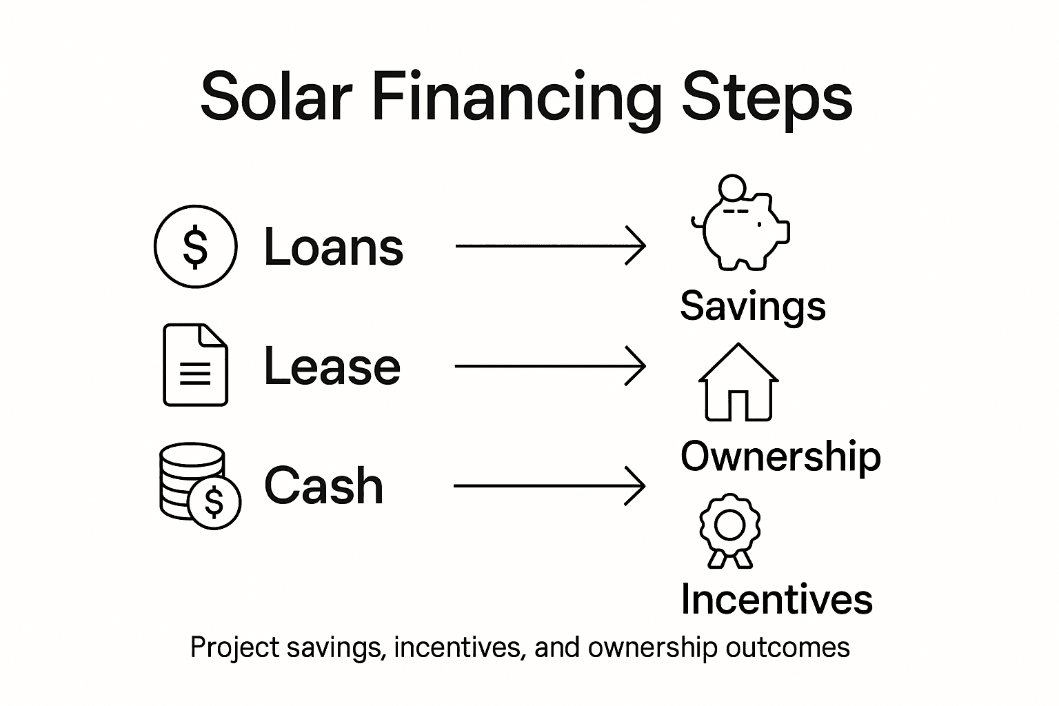 How to Prepare Business for Solar: Step-by-Step Success 2 Infographic overview of solar financing steps