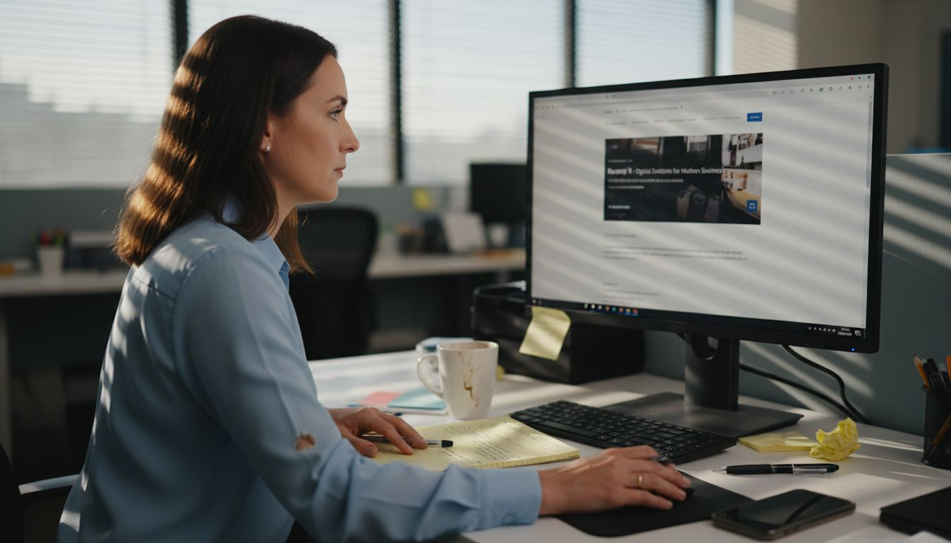 Marketer reviewing contractor landing page