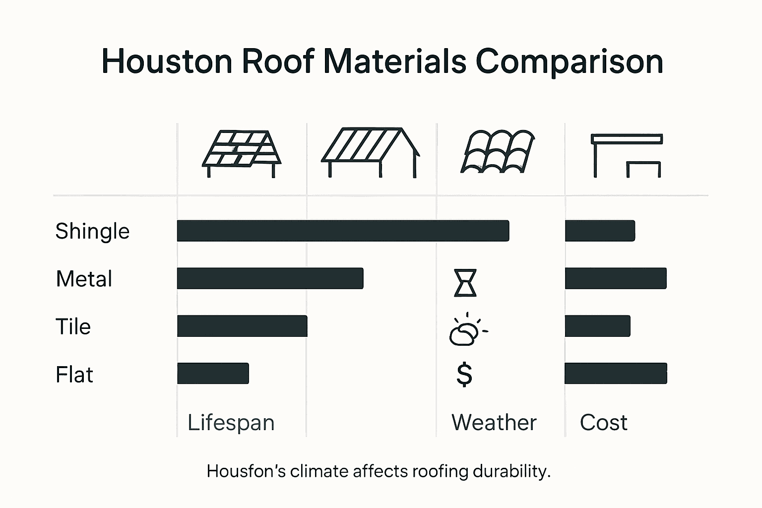 Infographic comparing Houston roof materials