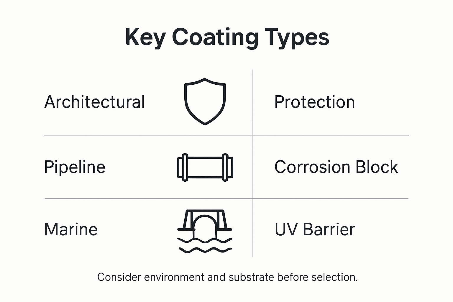 Infographic showing industrial coating types and benefits