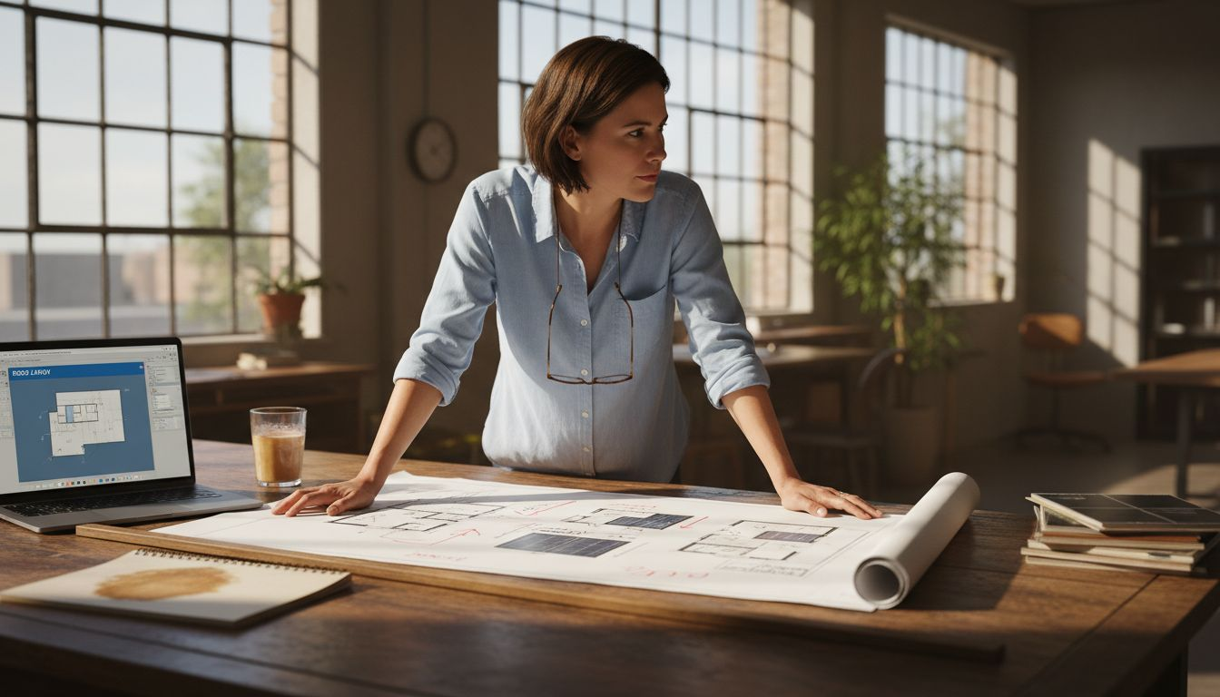 Solar Installation Process: Lowering Florida Energy Bills 1 Project manager reviews solar blueprints at table