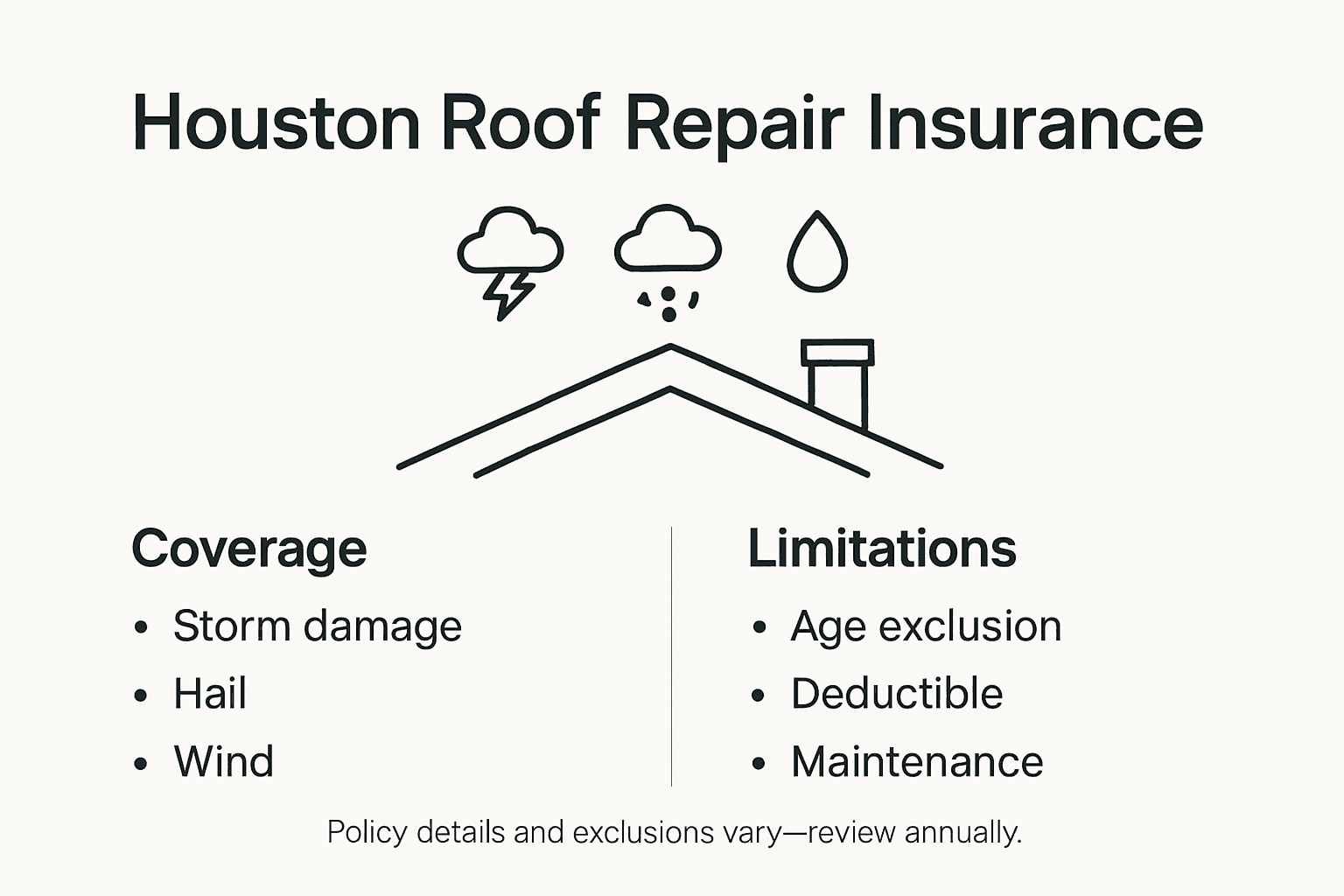 Infographic showing Houston roof insurance basics