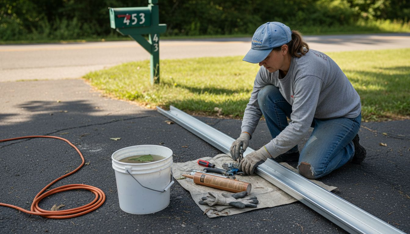 Homeowner preparing tools for gutter guard installation