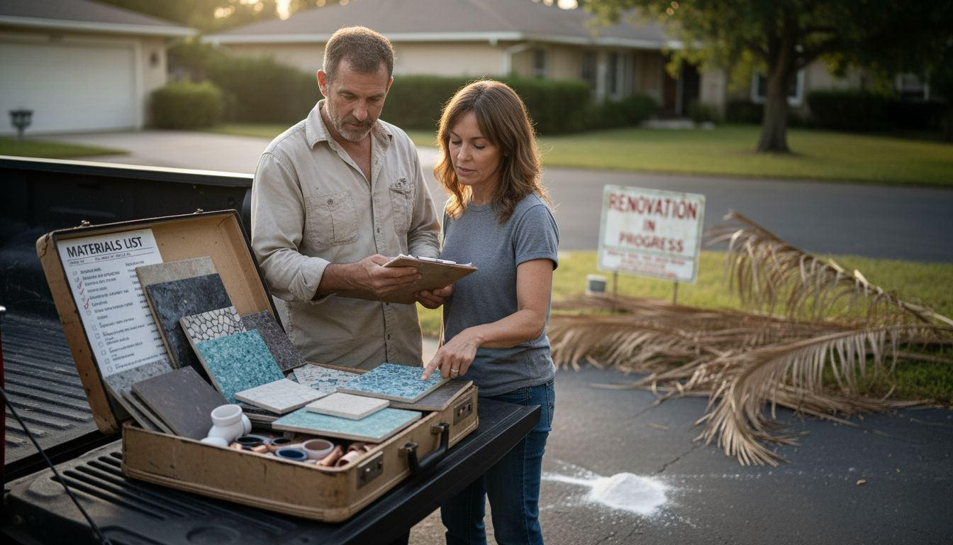 Contractor and homeowner review pool materials