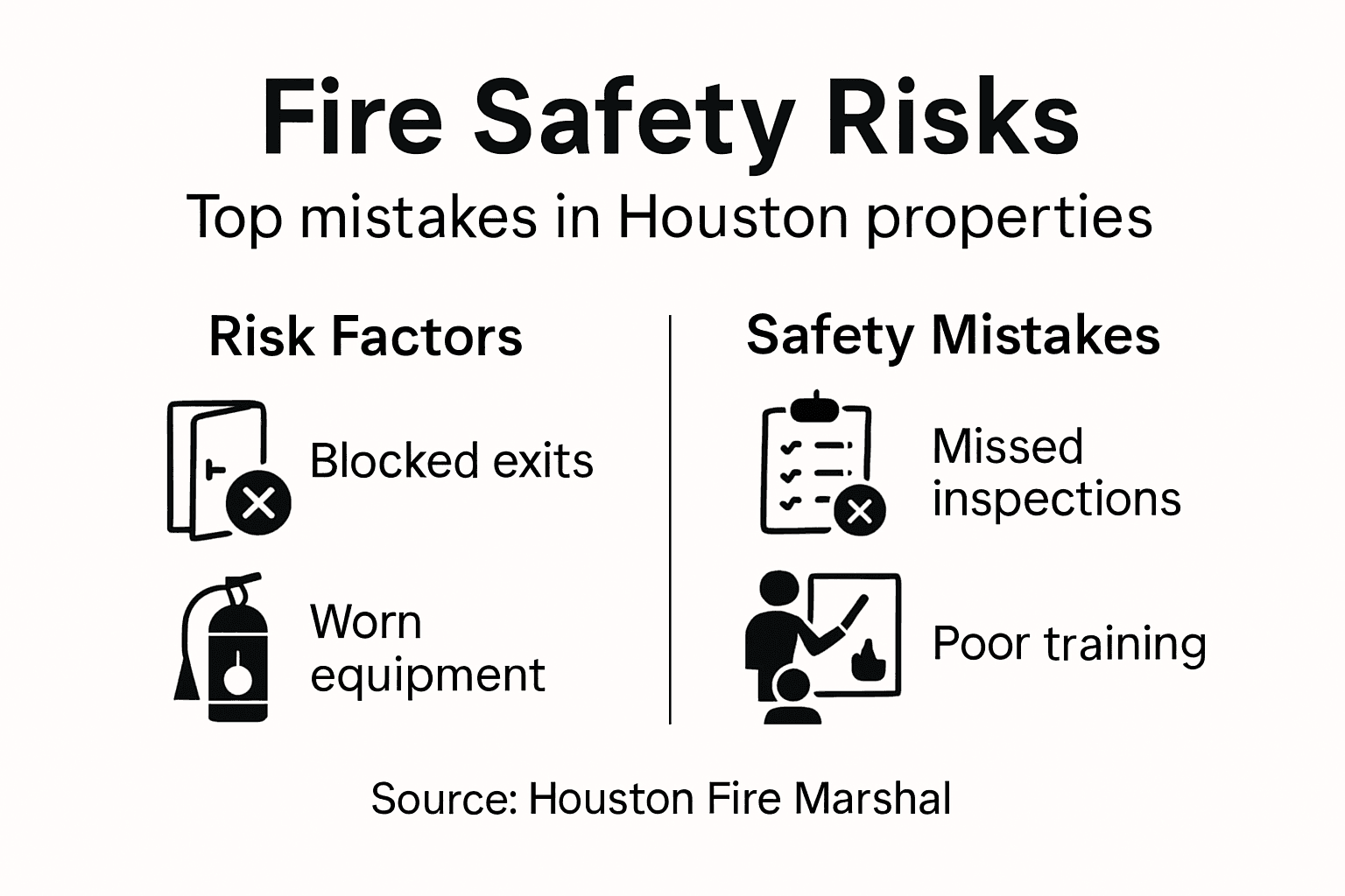 Infographic outlining major Houston fire risks