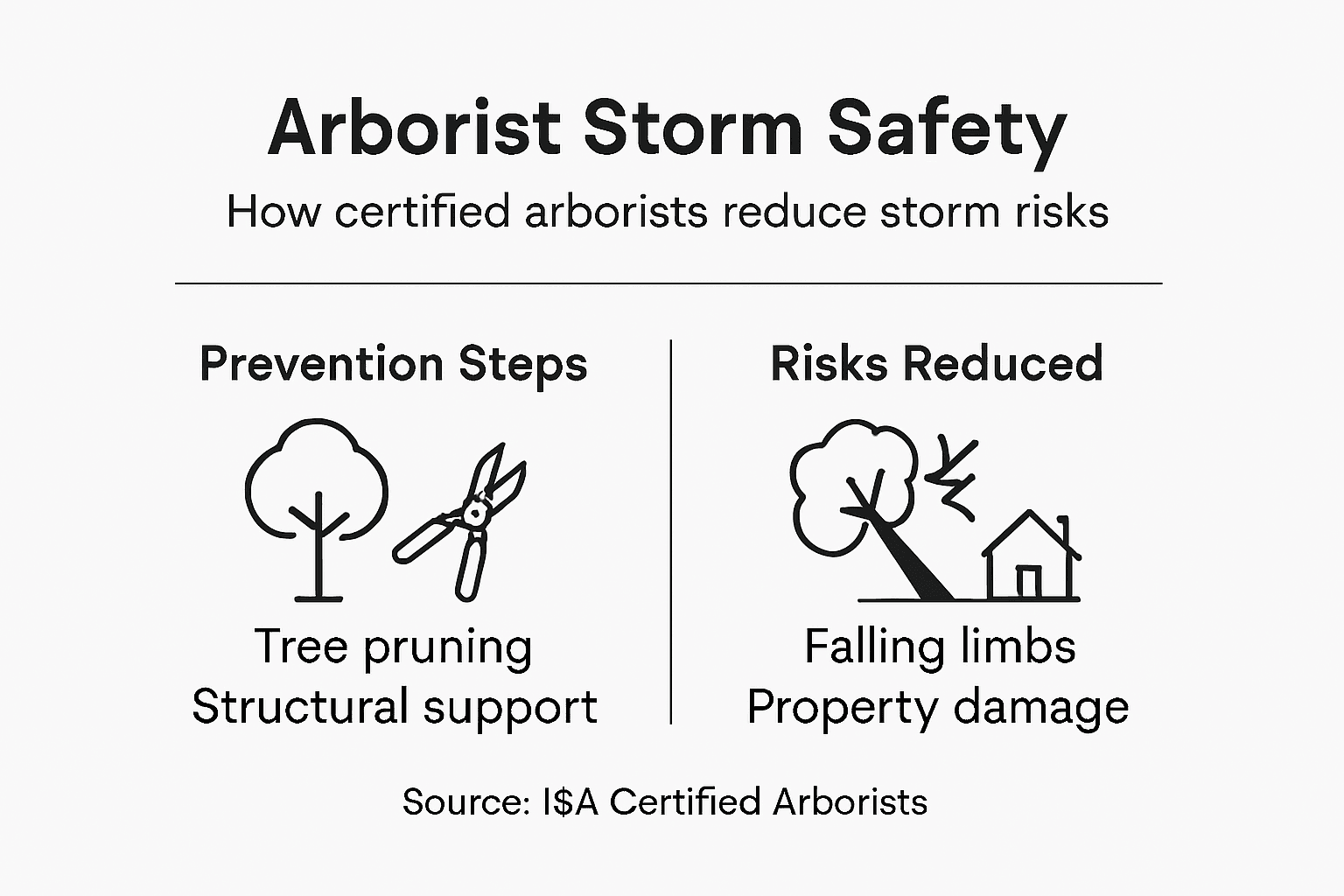 Infographic on arborist storm safety and prevention