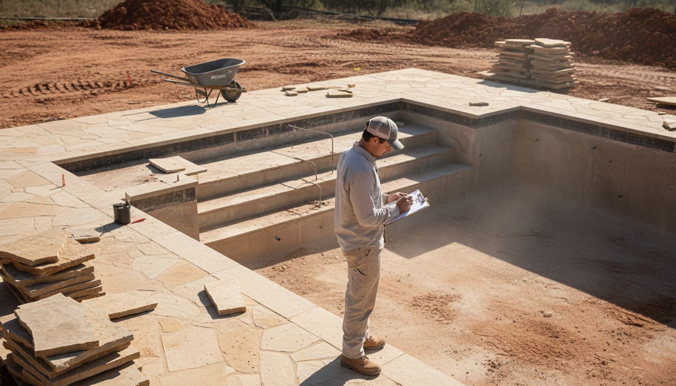 Designer sketches modern geometric pool layout