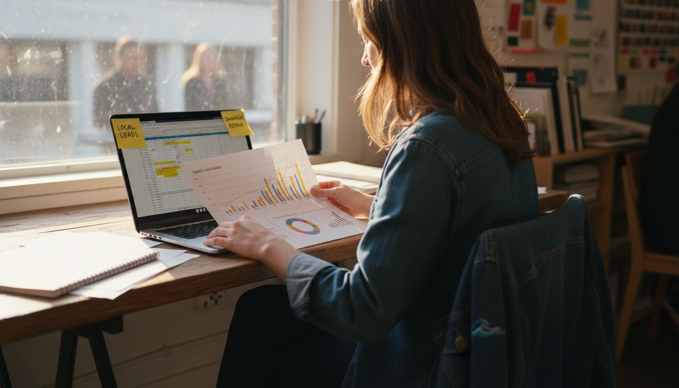 Manager reviewing local restoration keyword data