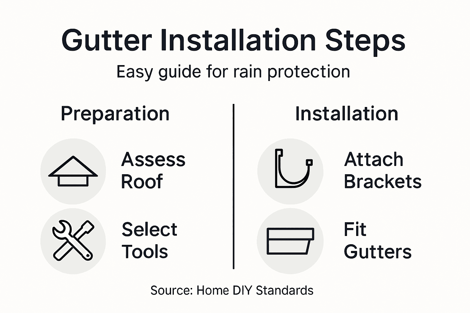Infographic shows gutter installation main steps