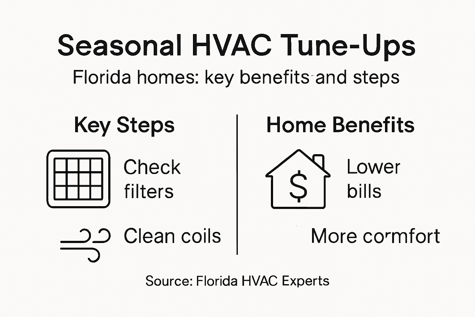 Infographic showing seasonal HVAC tune-up steps and benefits