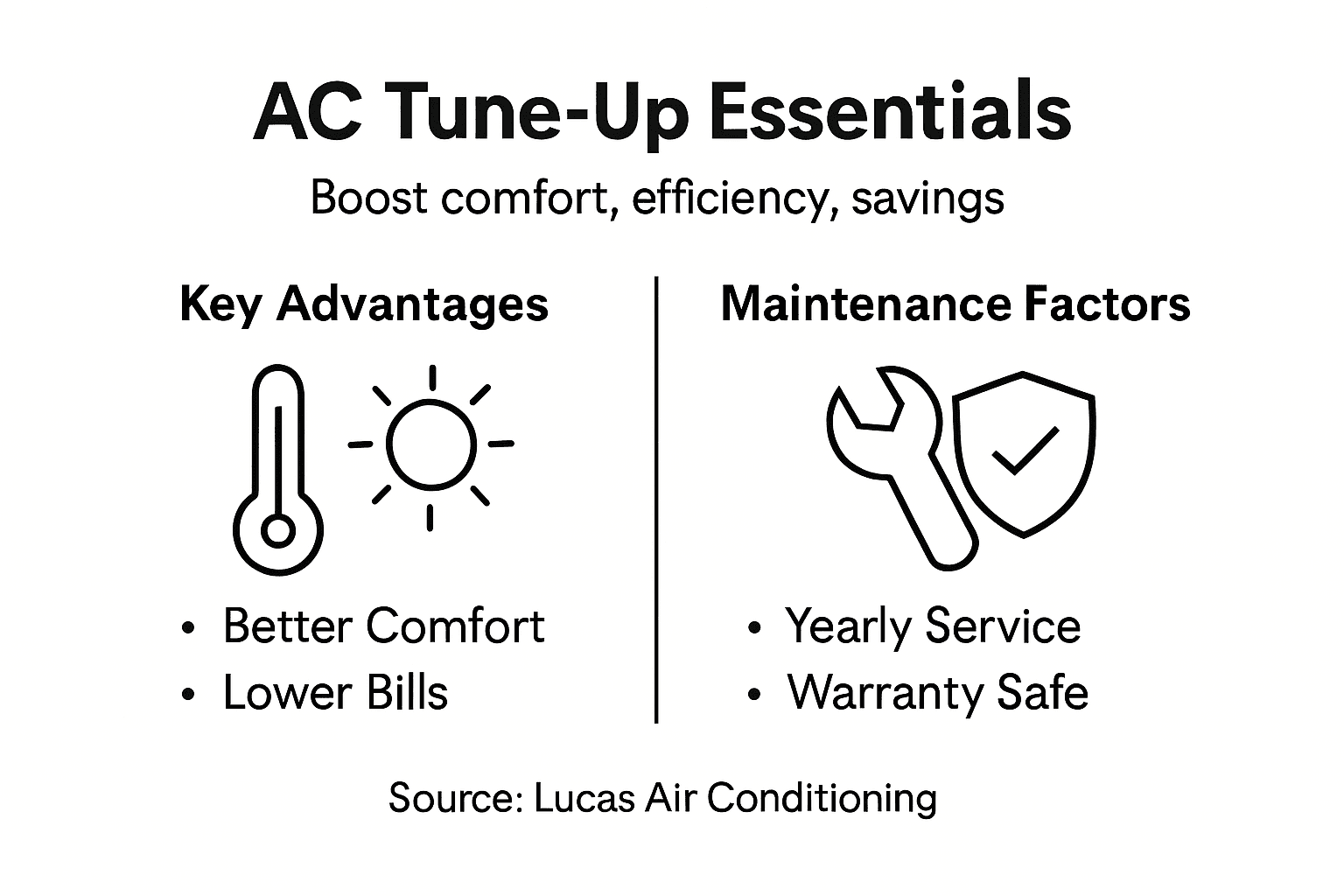 Infographic showing AC tune-up benefits and factors
