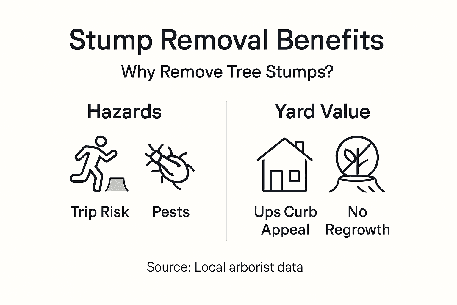 Infographic showing key stump removal benefits