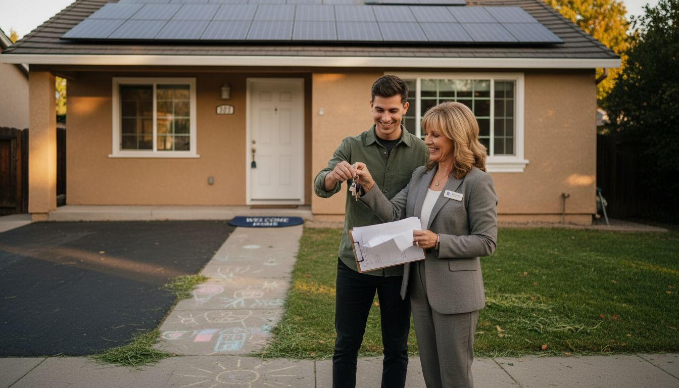 Why Go Solar in Florida: Real Savings and Value 2 Realtor giving keys outside solar home