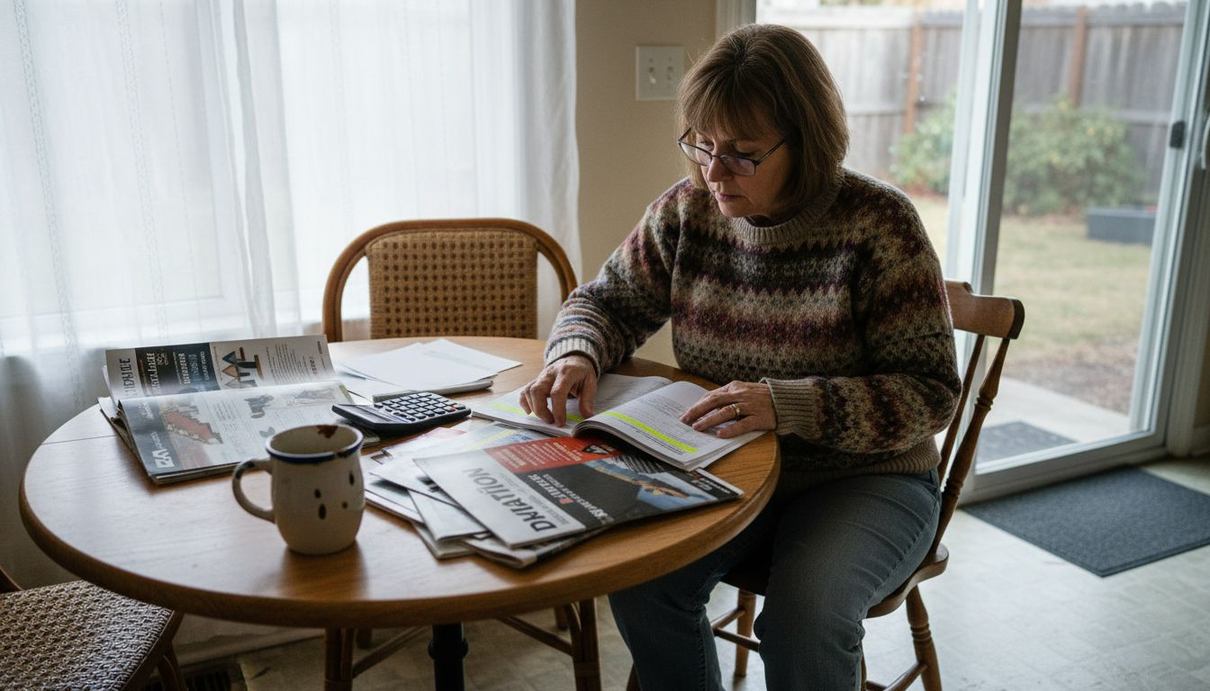 Homeowner reviewing roof financing options at kitchen table