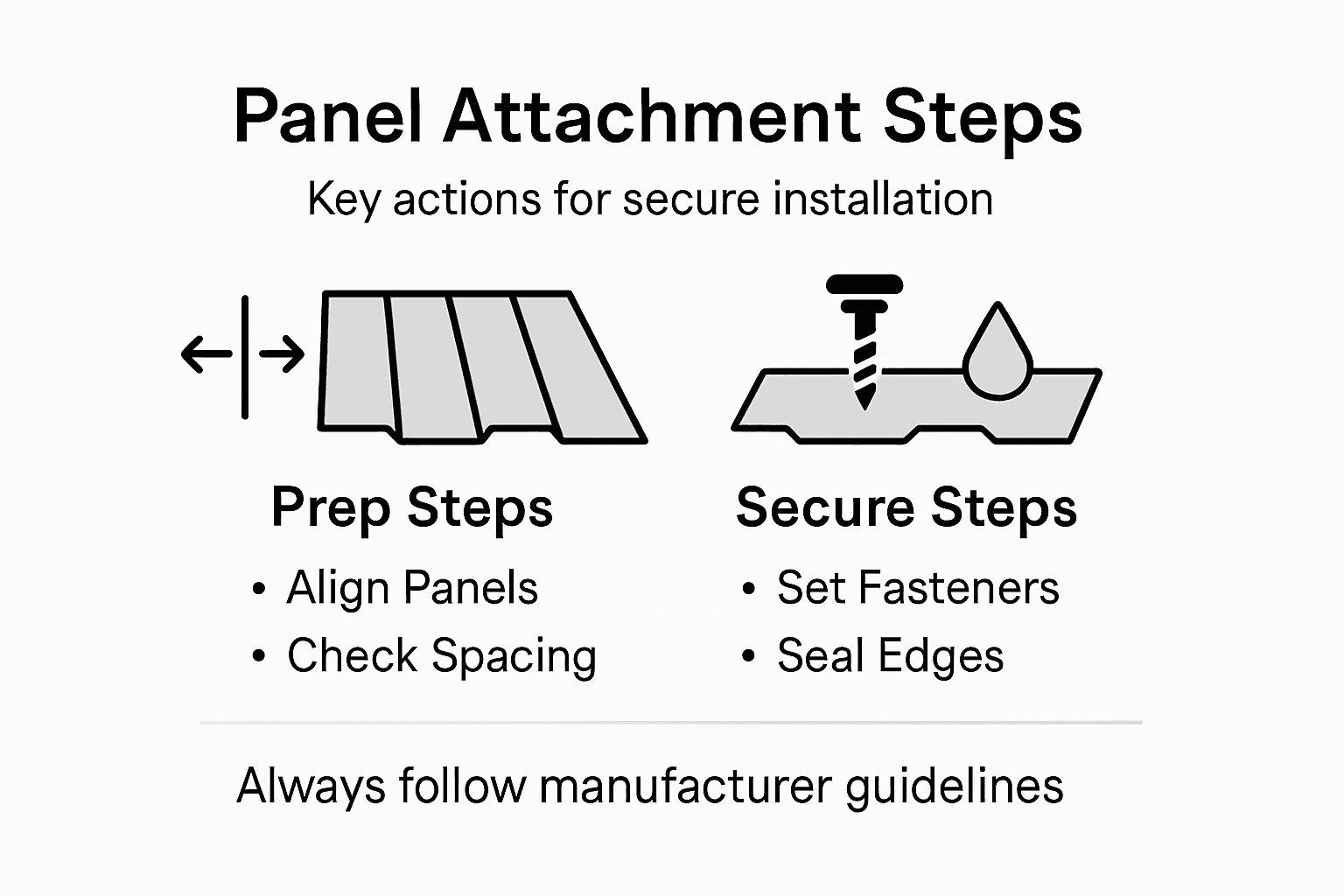 Infographic showing key panel attachment steps