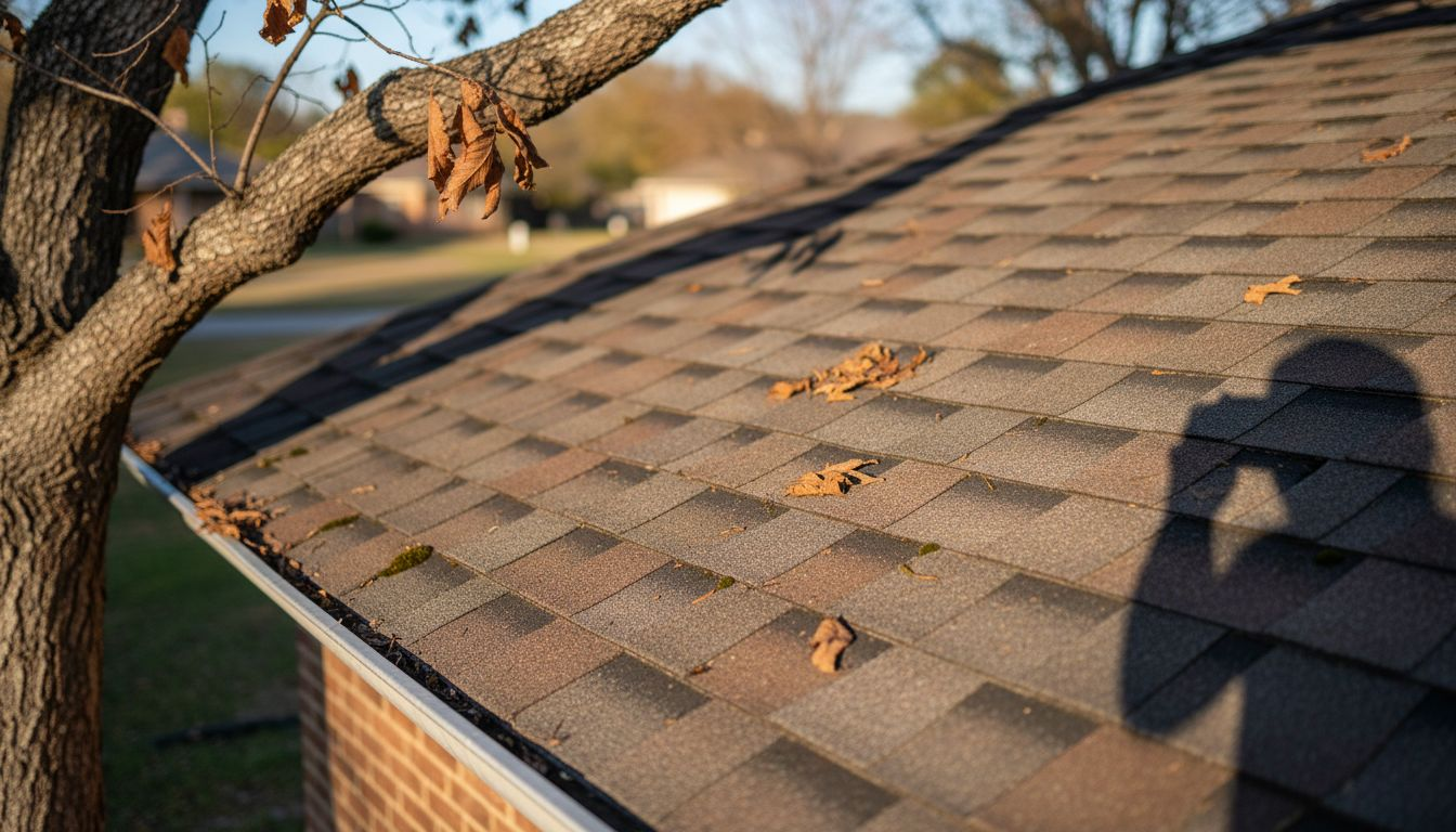 Close view asphalt shingles roof texture