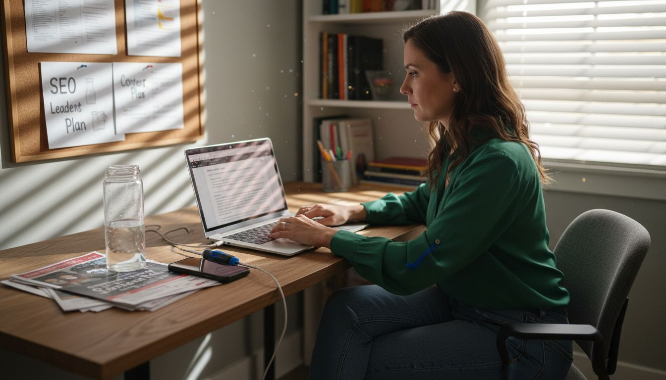 Contractor working on digital marketing plan