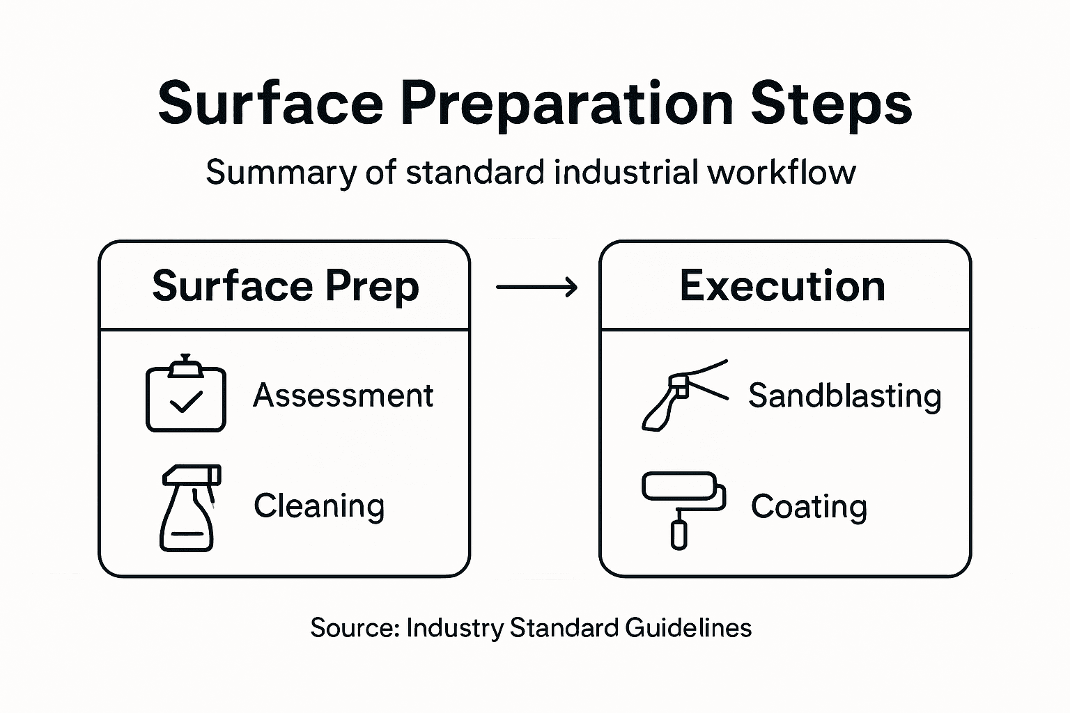 Infographic showing surface preparation workflow steps