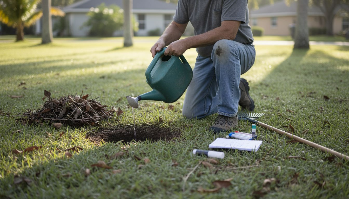 Homeowner testing soil in Florida yard