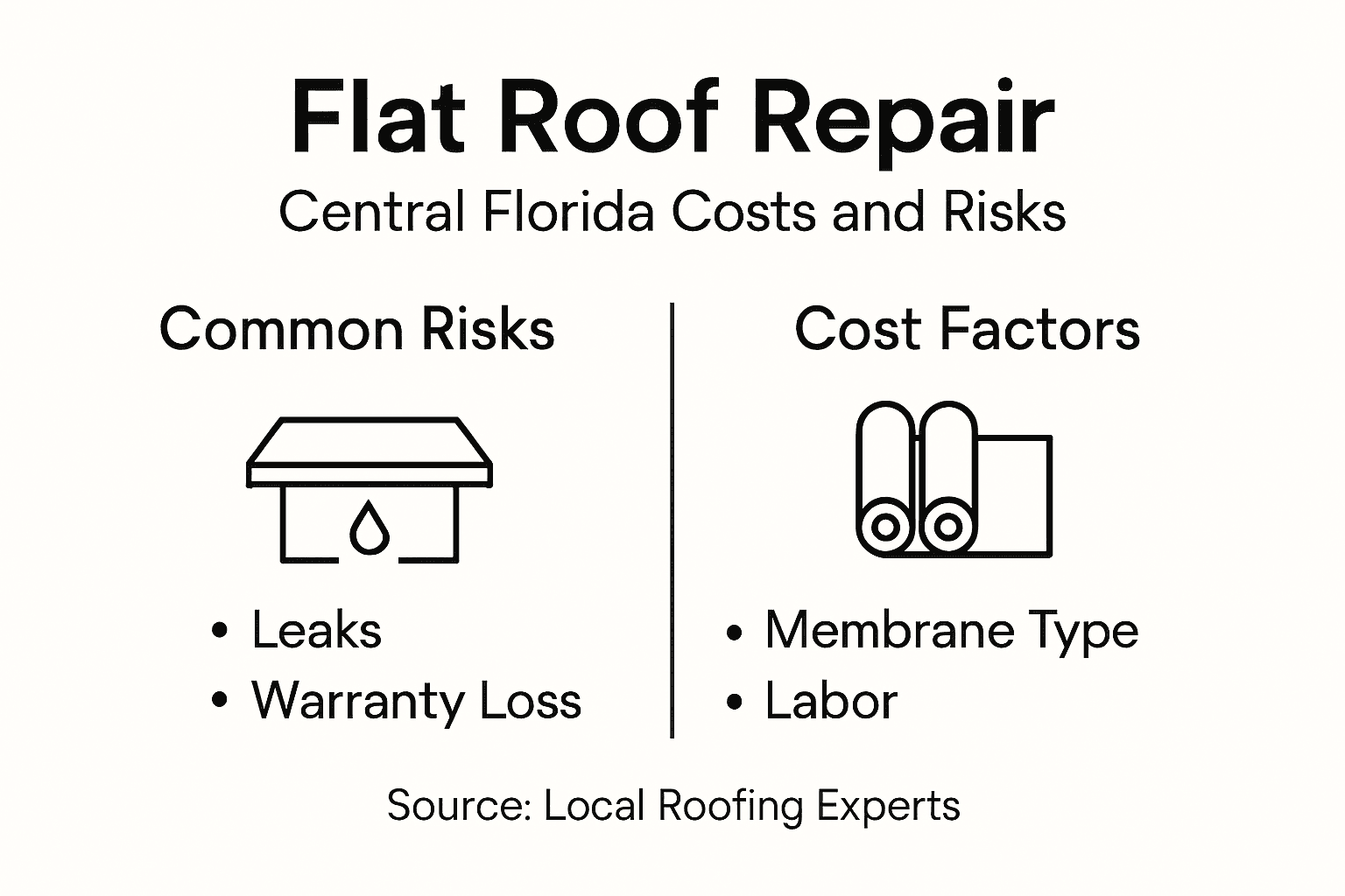 Infographic on risks and costs for flat roof repair