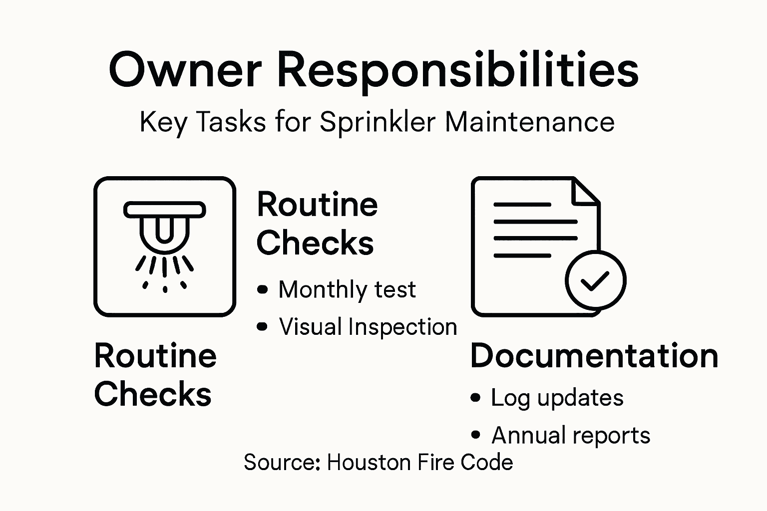 Infographic summarizing owner sprinkler responsibilities