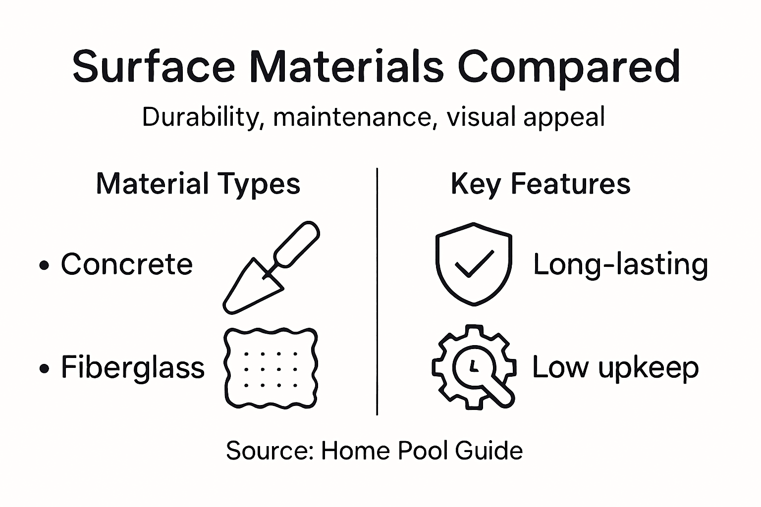 Infographic comparing pool surface materials