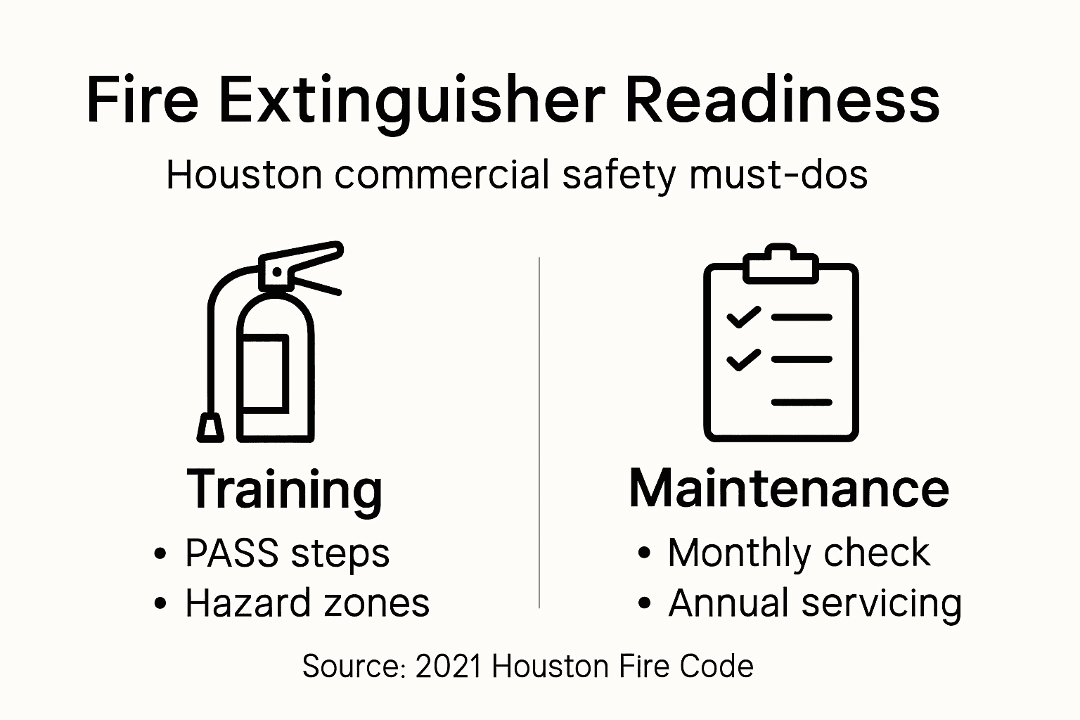 Infographic on Houston fire extinguisher maintenance and training