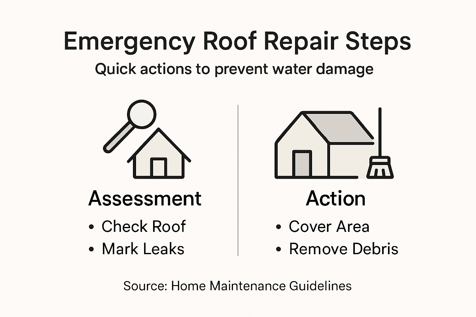 Infographic with key roof repair steps
