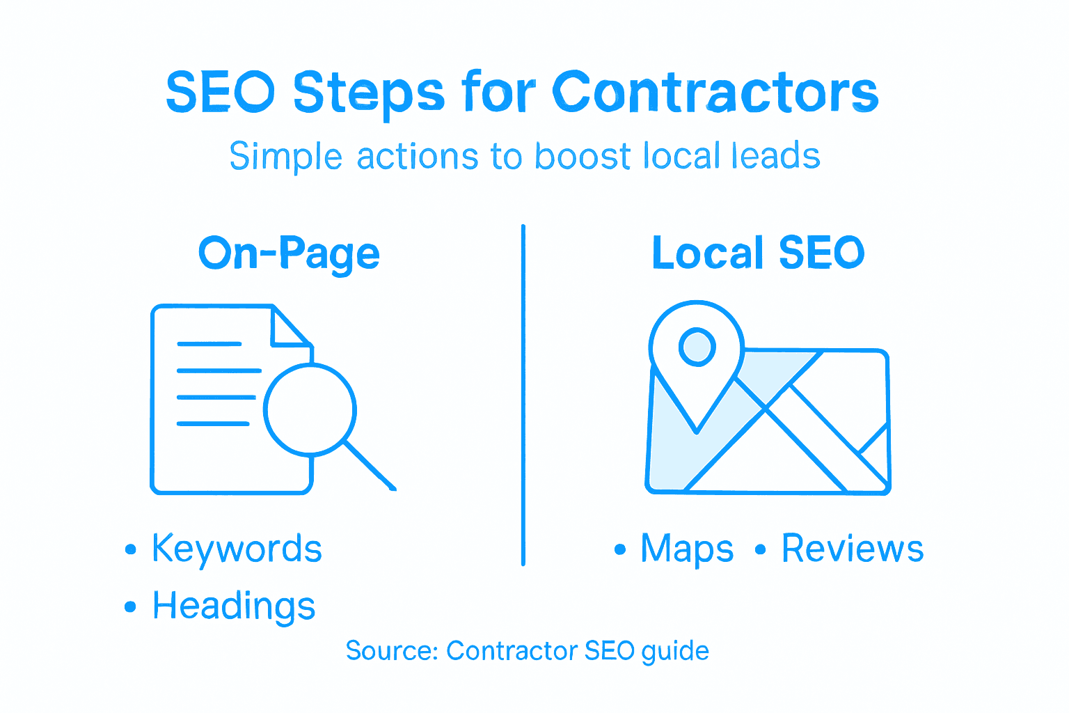 Infographic showing SEO optimization steps for contractors